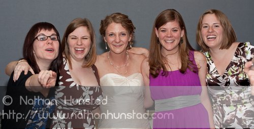 The bride and her friends: Quinn Corbin, Julia Miller, Marissa McClure, Alissa Fitch, Laura Hendee.